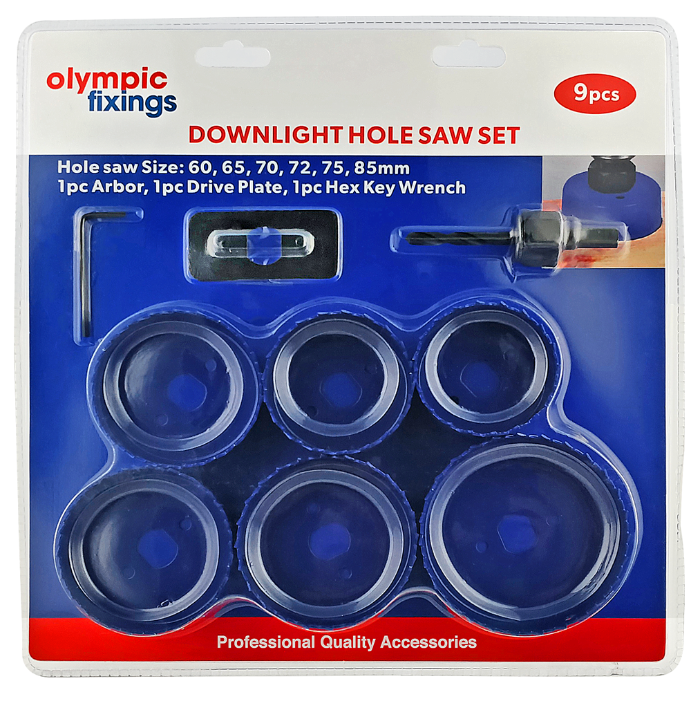 Includes six holesaws covering the most popular downlight sizes and all