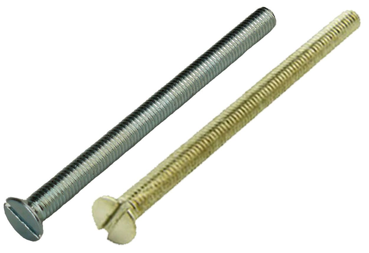 Machine Screws Slotted Pan Head With Nut 2BA M4 M5 1 inch or 2 inch BZP 